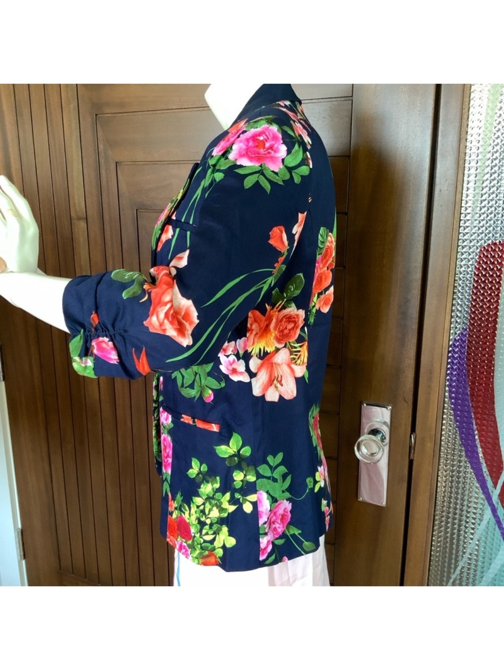 SUNNY GIRL Blazer, Navy & Floral Print, NWOT, Size L - Picture 3 of 5
